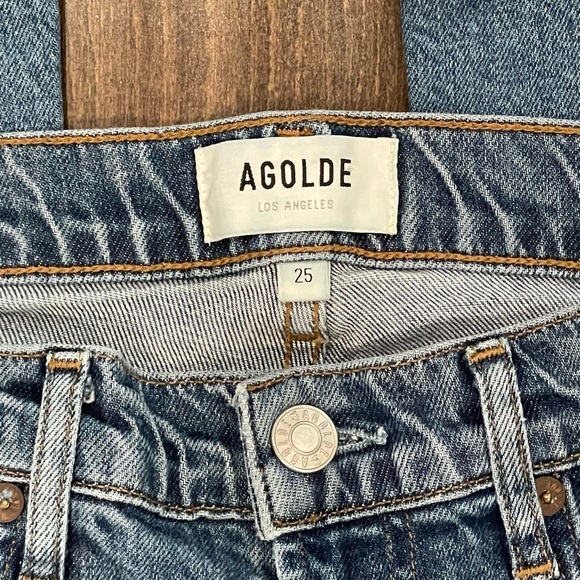AGOLDE Toni Mid Rise Straight Leg Jeans Lightly Distressed Size 25 - Picture 8 of 10